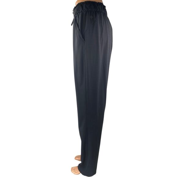 Lululemon Black Elastic Waist Straight Leg Activewear Paperbag Trousers Pants 8 - Picture 2 of 4